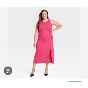 A New Day Gathered Side Pink Sleeveless Midi Dress Size XL